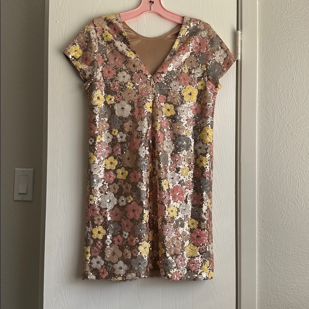 Fate Multicolor Sequin Floral Mini Dress - Picture 4 of 7